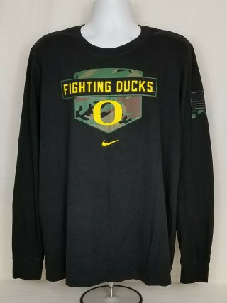 Oregon Fighting Ducks Football Team Issued Nike Long Sleeve Shirt Men 