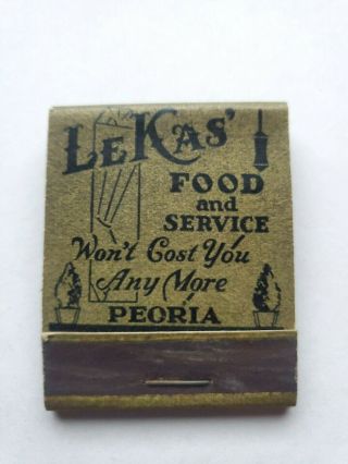 Lekas’ Food And Service Peoria Illinois Struck Matchbook
