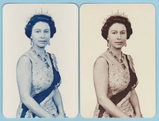 2 Single Vintage Swap/playing Cards Royal Queen Elizabeth 11 Silver Jubilee 1977