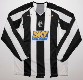 Nike Juventus Soccer Football Long Sleeve Jersey 2004 - 05 Black White Striped Xl