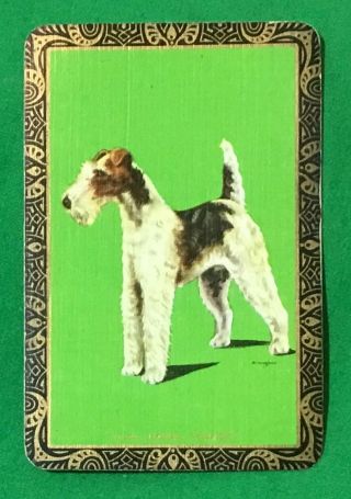 Playing Cards Single Card Old Vintage Named Wire Haired Terrier Dog Art Picture