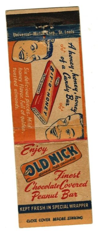 Old Nick Candy Bar Matchcover Matchbook - Vintage Food Advertising