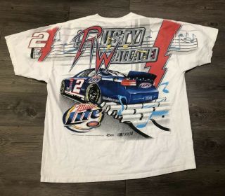Rusty Wallace NASCAR Rocking In The USA Singed All Over Print T Shirt Sz Mens XL 3