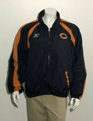 Chicago Bears Nfl Reebok Full Zip Lined Light Weight Jacket Sz Xl Embroidered