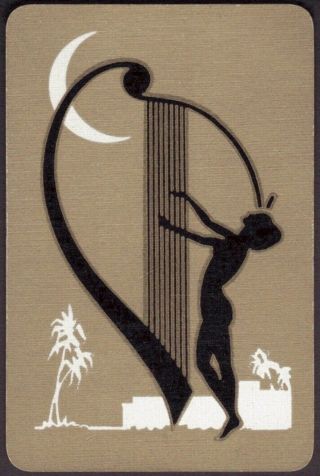 Playing Cards 1 Single Card Old Vintage Art Deco Silhouette Girl Design