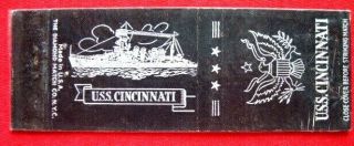 Military / Pre War U.  S.  S.  Cincinnati (pic - Ship) C36 - D Matchcover