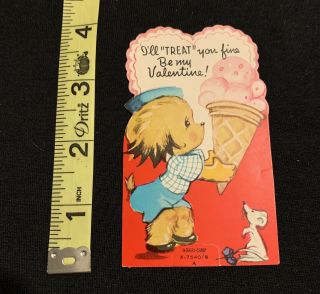 Vintage Valentine Puppy Ice Cream Cone House Mouse A - Meri - Card Die Cut