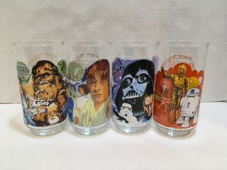 Star Wars Vintage Drinking Glasses Complete Set Of 4 Burger King 1977 Orig.  Set