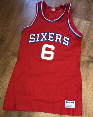 Vintage 80s Julius Erving Dr.  J Philadelphia 76ers Sand Knit Jersey Sixers Small