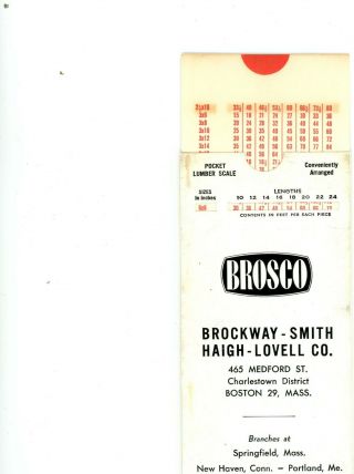 Vintage Pocket Lumber Scale " Brosco Brockway - Smith Haigh - Lovell Co Boston Ma