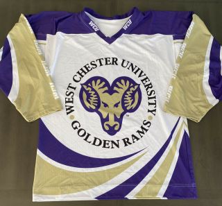 West Chester University Golden Rams 88 Mens White Hockey Jersey Size Medium