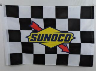 Authentic Nascar Sunoco Black/white Checkered Flag 33”x22” Dowel Pocket Usa