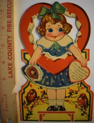 Vintage " Germany " Mechanical Valentine W Movable Arms & Eyes