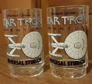 Star Trek Adventure Universal Studios Uss Enterprise Acrylic Mug Cups - Set Of 2
