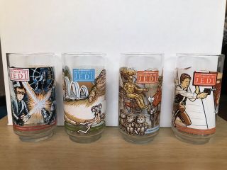 4 Burger King Star Wars,  Return Of The Jedi Vintage Glasses 1983