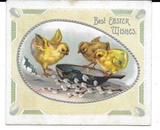 Best Easter Wishes,  Colorful Chicks Vintage Easter Greeting Card 1930 