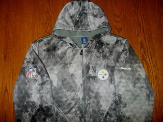 Reebok Nfl Pittsburgh Steelers Full Zip Hooded Sweatshirt Jacket Mens Xl Excell.