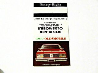 1977 Oldsmobile Ninety - Eight Matchbook Cover Santa Ana,  Ca.