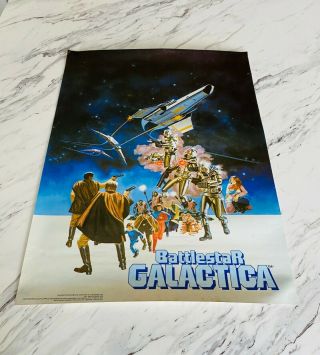 Vintage Poster 1978 Universal Battle Star Galactica Battle Scene 20x28 "
