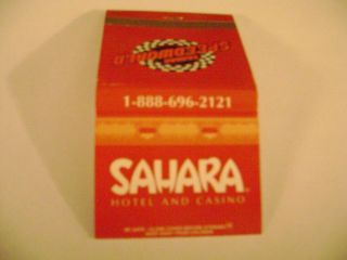 1 - Match Book,  " The Sahara Hotel Casino,  (sahara Speed World) " Las Vegas Complet