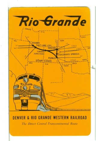 Single Vintage Railroad Playing Card " Denver Rio Grande Western Rr " Drgw 7