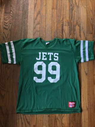 Vintage 80s York Jets Mark Gastineau Green Jersey Nfl T - Shirt/tee Size Xl