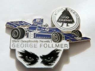 George Follmer Racing Pin Badge Follmer F1 World Championship Lapel Pin (1 3/4 ")