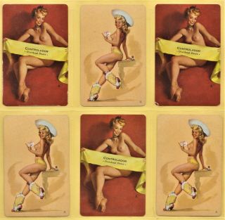 6 Vintage Swap Pinup Playing Cards Gil Elvgren (3) & Joyce Ballantyne (3) 1950s