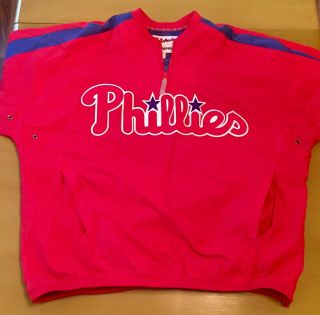 Philadelphia Phillies Majestic Mlb Authentic Pullover Jacket Size Medium Euc