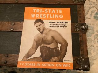 Ca 1964 Tri - State Wrestling Bruno Sammartino Haystack Calhoun Pittsburgh Pa