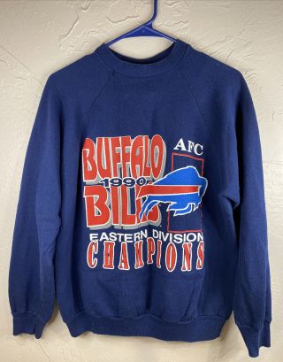 Nfl Buffalo Bills Vintage 1990 Afc Eastern Division Champions Sweatshirt Blue