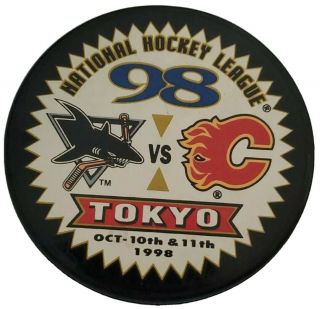 1998 Tokyo Nhl San Jose Sharks Vs Calgary Flames Vintage Game One Japan Puck