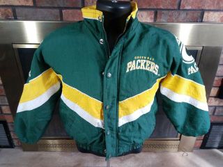Vintage 90s Starter Pro Line Nfl Green Bay Packers Puffer Jacket Youth Sz Small