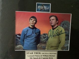 Autograph Nimoy,  Shatner 5x7 Matted To 8x10 Color Photo With