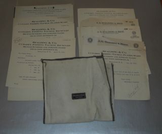 Assortment Of Letterhead Documents & Cloth Bag By Spaulding Dating To 1910 