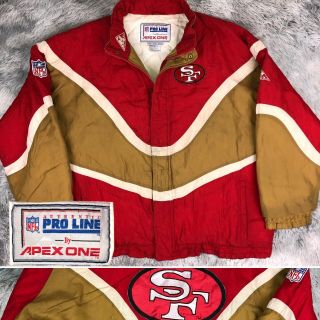 Vintage 90’s Apex One Pro Line Nfl San Francisco 49ers Quilted Puffer Jacket Xl