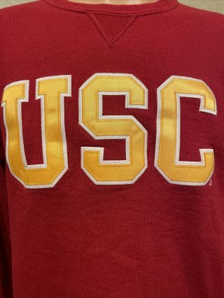 Men’s Vintage Russell Athletic USC Trojans PATCHES Sweater Size Medium 2