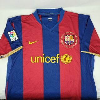 Nike Fit Camp Nou 1957 - 2007 Fcb Unicef Barcelona Soccer Jersey Size Xl Red Blue