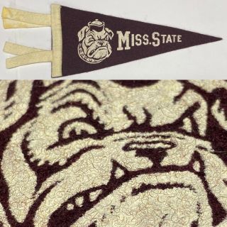 Vintage Mississippi State Bulldogs Msu University Mini Pennant 3.  5x8.  5