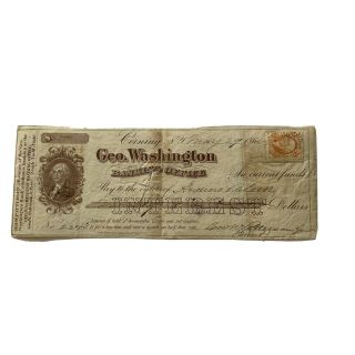 1865 York Civil War Era Check With Revenue Stamp,  George Washington Banking