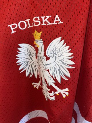 Polska Poland Polish Hockey Jersey Red And White Elfis Brand Size Medium 2