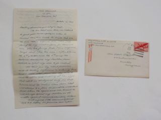 Wwii Letter 1945 Artwork Woman U.  S.  S.  Unimak Sewickley Pennsylvania Ww2