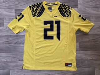 Nike Team Mighty Oregon Ducks 21 Yellow Football Jersey Mens L