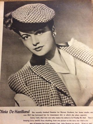 Olivia De Havilland,  Full Page Vintage Pinup