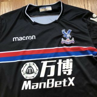 Men ' s Macron Crystal Palace F.  C Black White Long Sleeve Home Jersey Kit Sz XL 2