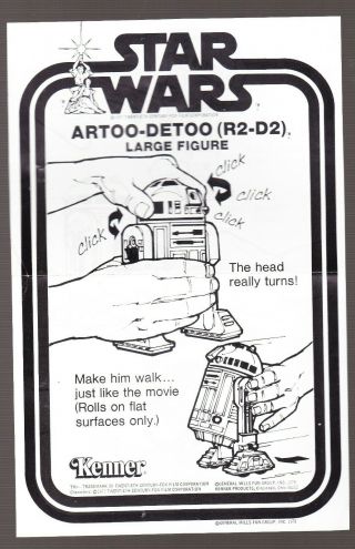 Vintage Star Wars Large R2 - D2 Action Figure Instructions