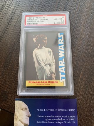 1977 Star Wars Wonder Bread 3 Princess Leia Psa 8.  5,  Eagle Antique,  Card & Coin