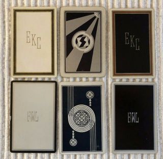 6 Vintage Playing Cards Designs Black/white/gold/silver Monograms/art Deco