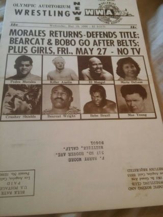 La Rare Wrestling Program Wwf 1967 Nwa Kiniski Morales Brazil Mongol Wwwf