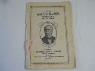 Antique 1914 Watkins Almanac Home Doctor & Cook Book J.  R.  Watkins Medical Co.
